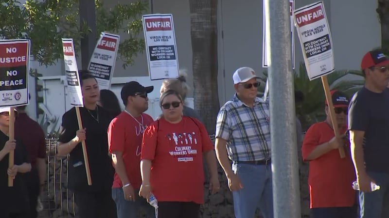 Las Vegas union workers will gather outside Virgin Hotels on Thursday to hold a picket and...