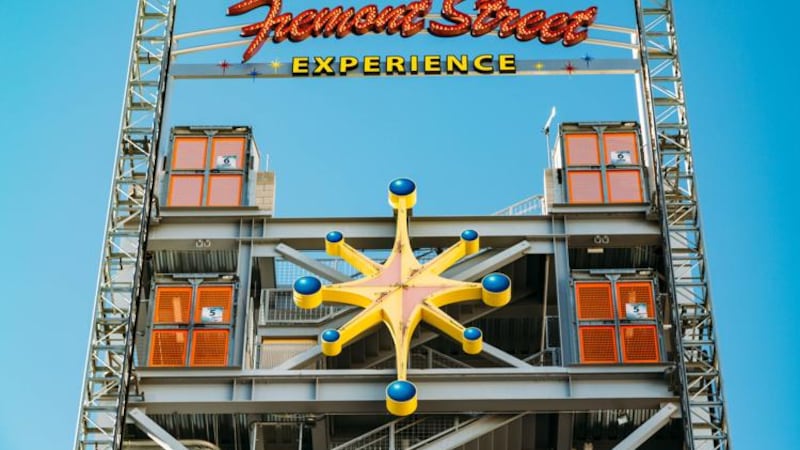 A Fremont Street Experience sign located in downtown Las Vegas as seen on Dec. 14, 2020.