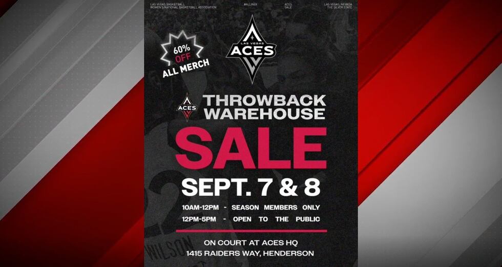 The Las Vegas Aces have announced a Throwback Warehouse sale on Saturday, Sept. 7 and Sunday,...