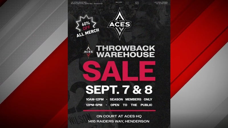 The Las Vegas Aces have announced a Throwback Warehouse sale on Saturday, Sept. 7 and Sunday,...