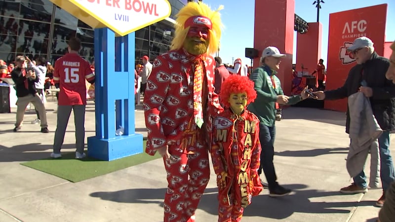 Chiefs fans at Allegiant Stadium for Super Bowl LVIII