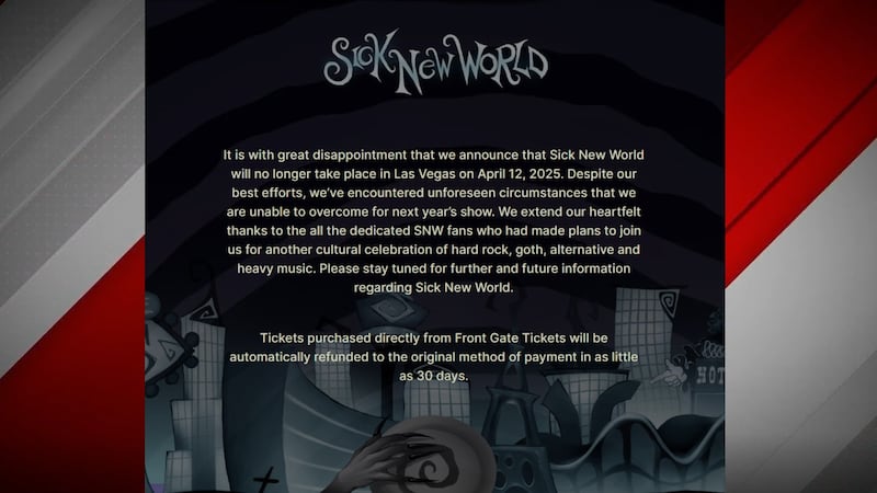 The upcoming Sick New World festival has been canceled due to "unforeseen circumstances,"...