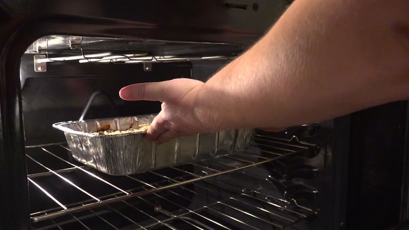 Katie Parker making a lasagna for "Lasagna Love"