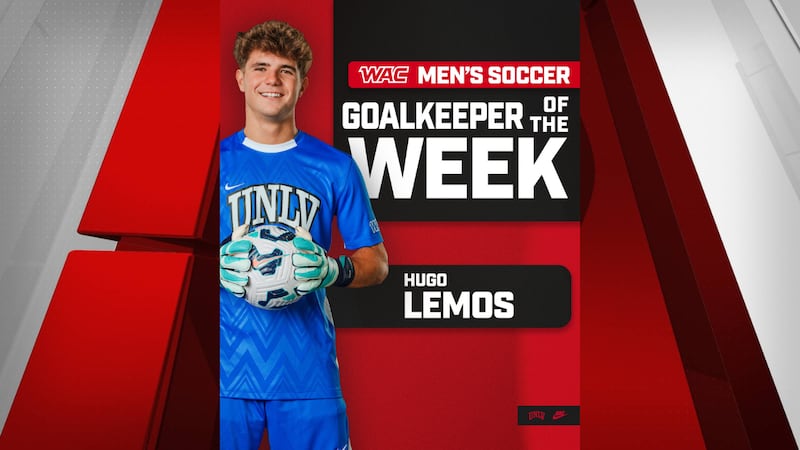 UNLV men’s soccer sophomore Hugo Lemos was named the WAC Goalkeeper of the Week for the second...