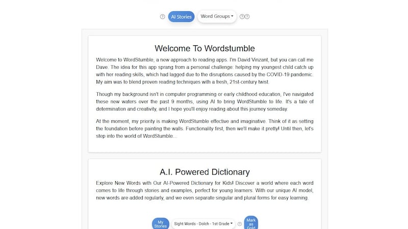 WordStumble uses artificial intelligence to create a customizable reading program.