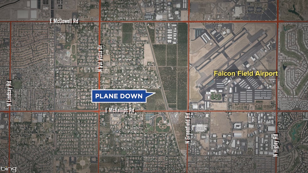 A small single engine plane crash into an orange grove in Mesa just west of Falcon Field...