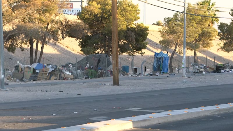 Homeless encampment in Las Vegas very close to homes