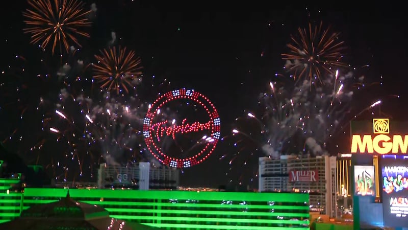 Tropicana Las Vegas implosion fireworks and drone show.