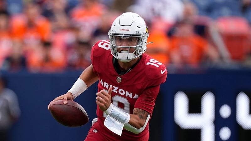 Arizona Cardinals quarterback Desmond Ridder (19) in the second half of an NFL preseason...