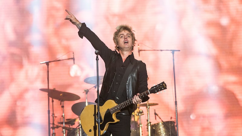 Billie Joe Armstrong of Green Day performs during Louder Than Life Music Festival on Sunday,...