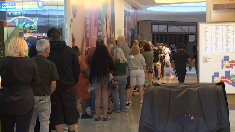 Clark County residents show up to cast early ballots in the 2024 Election at Galleria Mall in...