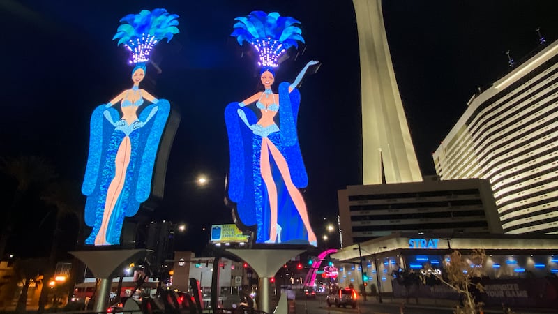 50-foot showgirls on city’s gateway to downtown Las Vegas to be lit up Wednesday