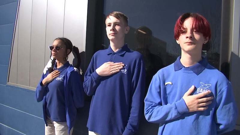 A group of students are taking part in Nellis Coral Academy's first student honor guard program.