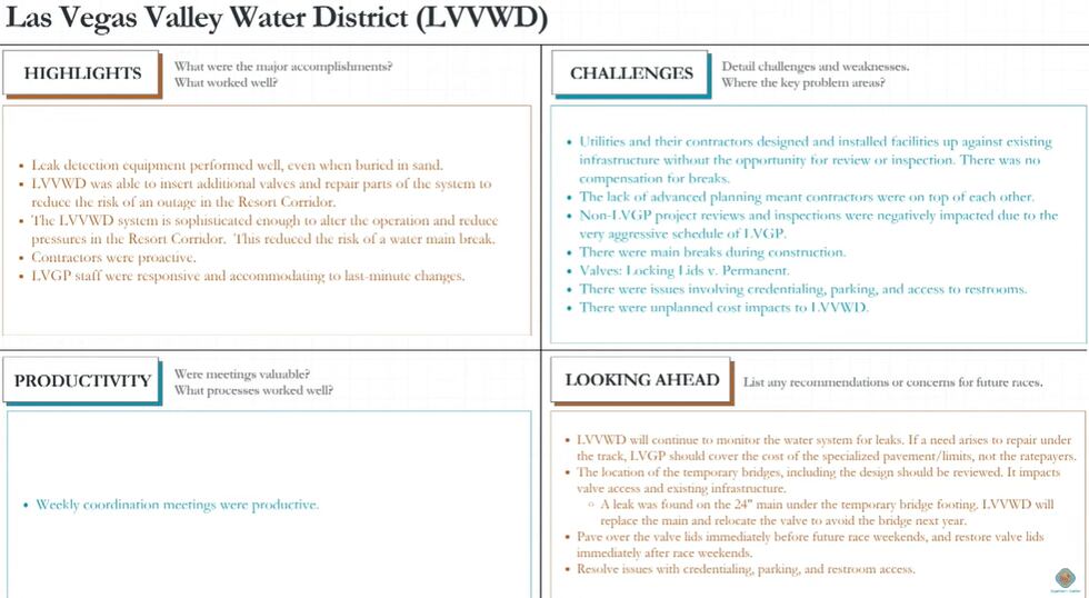 County Public Works, the Las Vegas Valley Water District, the Southern Nevada Health District...