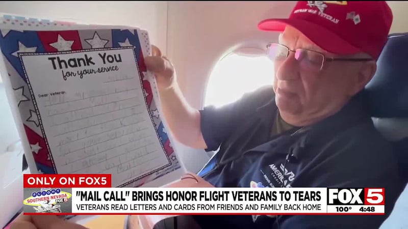 Veterans read letters and cards from friends and family back home.