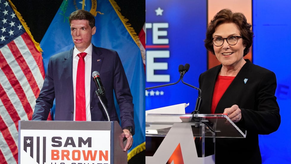 Sam Brown, left, and Jacky Rosen, right, vie for Nevada Senate seat.