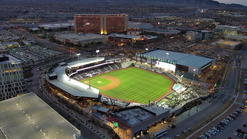 A drone shot of Las Vegas Ballpark