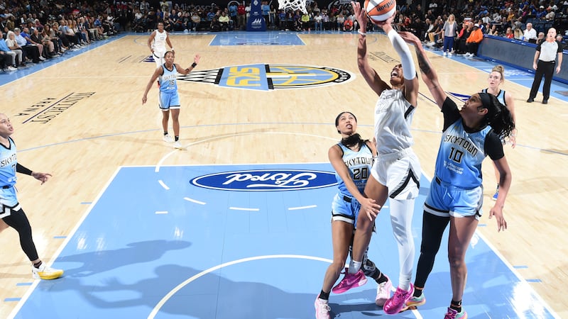 CHICAGO, IL -  JUNE 27: A'ja Wilson #22 of the Las Vegas Aces shoots the ball during the game...